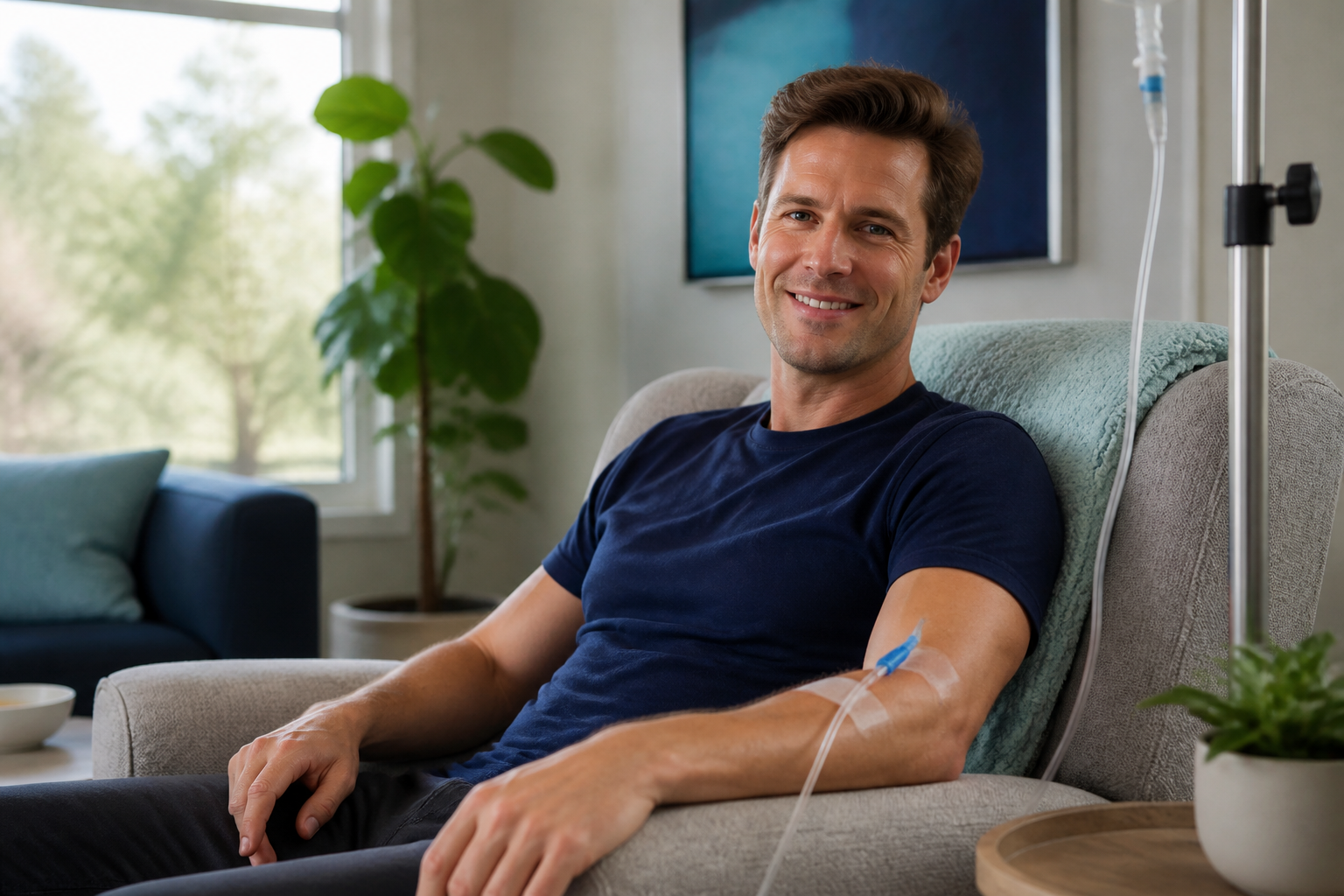Man with healthy glowing skin after treatment