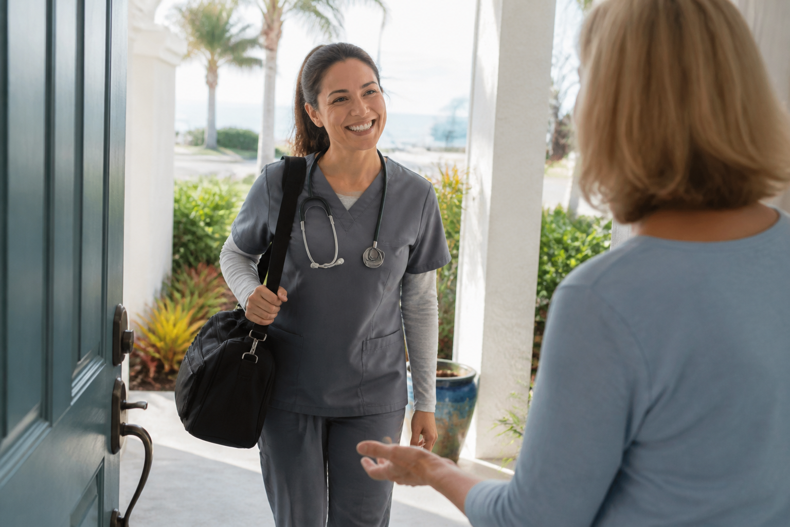 Nurse practitioner arriving at a home anywhere in Palm Beach County