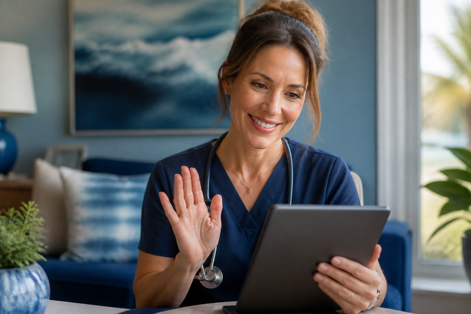 Nurse practitioner reviewing health history
