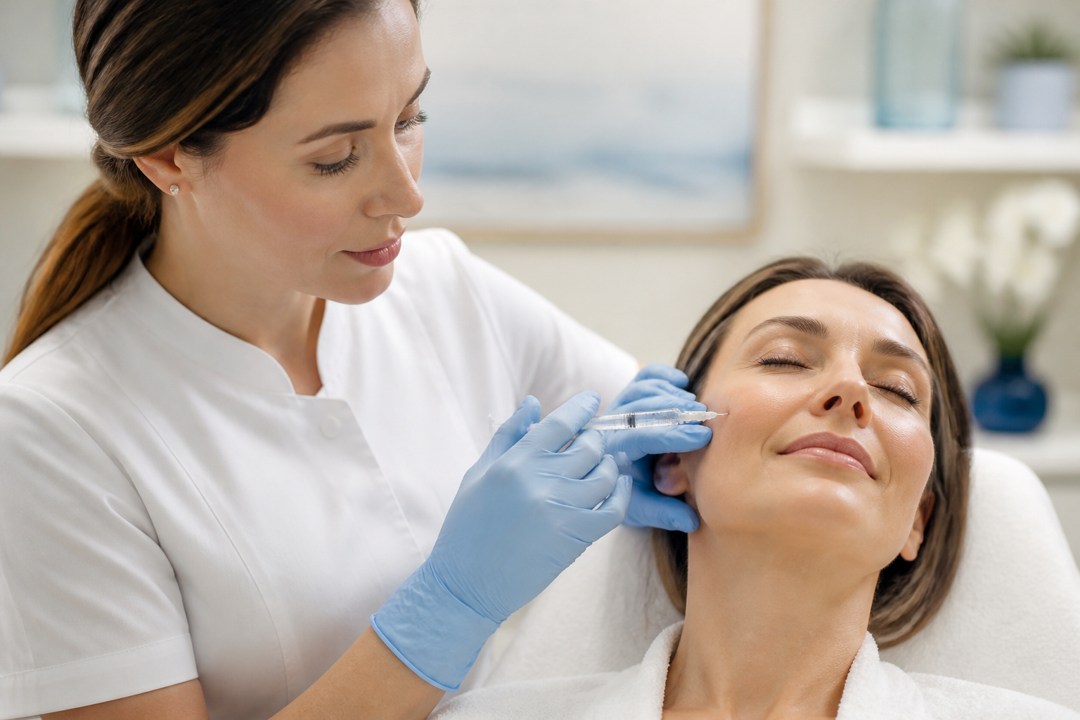 Provider performing a regenerative facial skin treatment